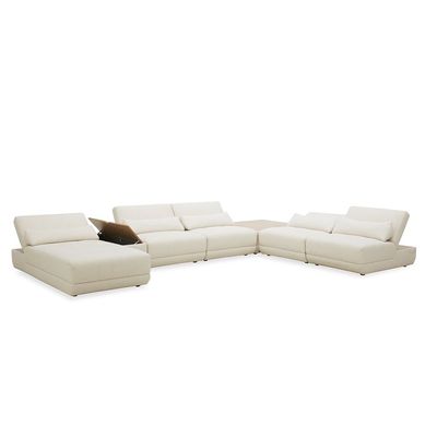 Spring Sectional Fabric Corner Sofa With Side Coffee Table And Storage - Summer Beige