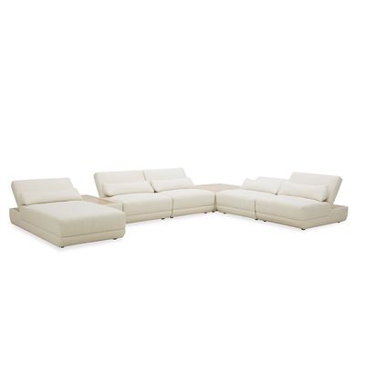 Spring Sectional Fabric Corner Sofa With Side Coffee Table And Storage - Summer Beige