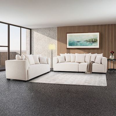 Camelle 4+3 Seater Fabric Sofa Set - Tulle White