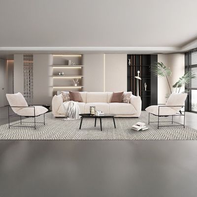 York 3+1+1 Seater Fabric Sofa Set with Arm Chair - Beige
