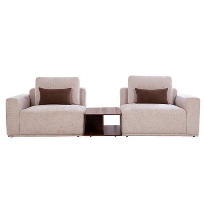 Wrenna 5 Seater Sofa Set in Fabric with Table - Beige/Brown