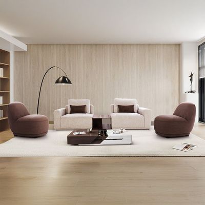 Wrenna 5 Seater Sofa Set in Fabric with Table - Beige/Brown