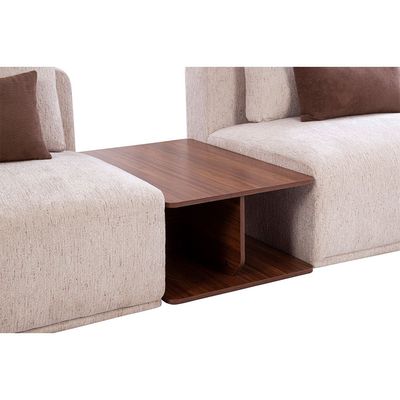 Wrenna 3 Seater Sofa in Fabric with Table - Beige