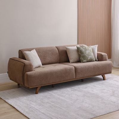 Elora 3 Seater Fabric Sofa -Brown/Beige
