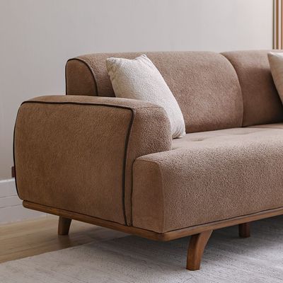 Elora 3 Seater Fabric Sofa -Brown/Beige