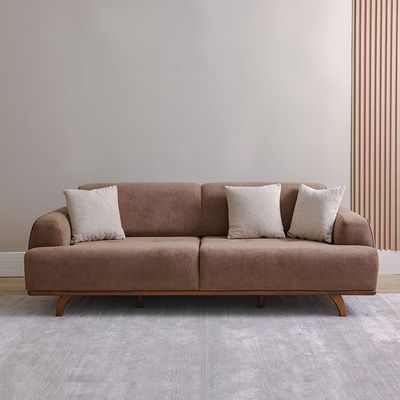 Elora 3 Seater Fabric Sofa -Brown/Beige
