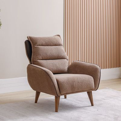 Elora 1 Seater Fabric Sofa -Brown/Beige