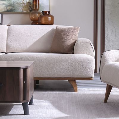 Elora 3 Seater Fabric Sofa - Beige