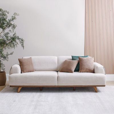 Elora 3 Seater Fabric Sofa - Beige