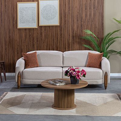 Olivia 3 Seater Fabric  Sofa - Beige/Brown