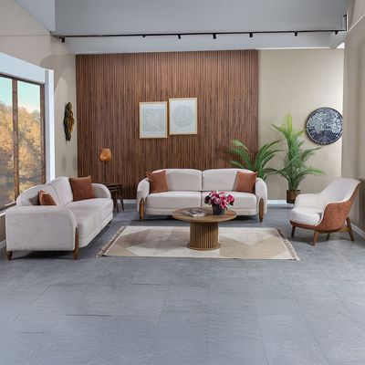 Olivia 3 Seater Fabric  Sofa - Beige/Brown