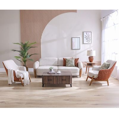 Olivia 3 Seater Fabric  Sofa - Beige/Brown