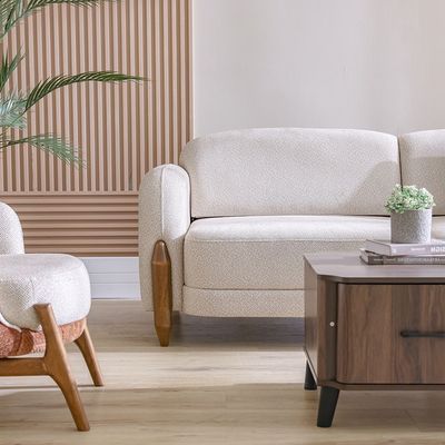 Olivia 3 Seater Fabric  Sofa - Beige/Brown