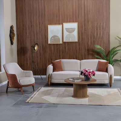 Olivia 1 Seater Fabric  Sofa - Beige