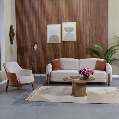 Olivia 1 Seater Fabric  Sofa - Beige