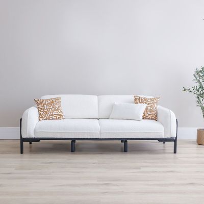 Oslo 3 Seater Fabric  Sofa - Beige/Black