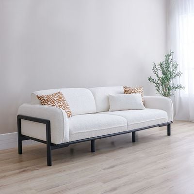 Oslo 3 Seater Fabric  Sofa - Beige/Black