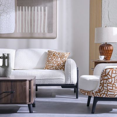 Oslo 3 Seater Fabric  Sofa - Beige/Black