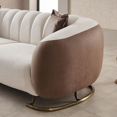 Palmera 3 Seater Fabric Sofa - Beige/ Brown