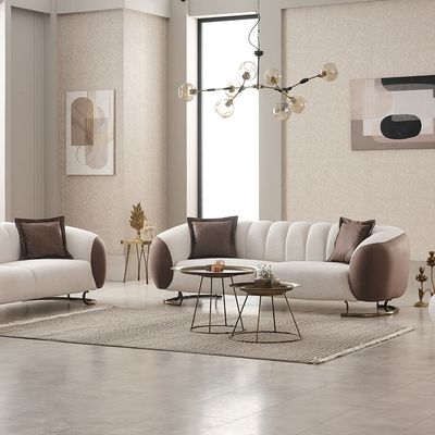 Palmera 3 Seater Fabric Sofa - Beige/ Brown