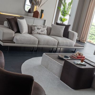 Intenso 4 Seater Fabric Sofa - Light Brown