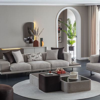 Intenso 4 Seater Fabric Sofa - Light Brown