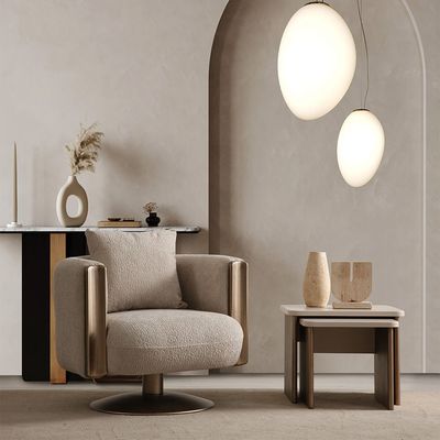 Florya Fabric Arm Chair -Beige/Brown