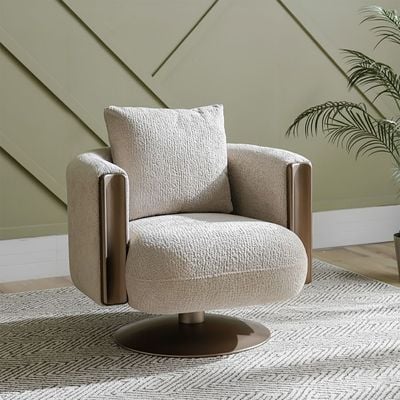 Florya Fabric Arm Chair -Beige/Brown