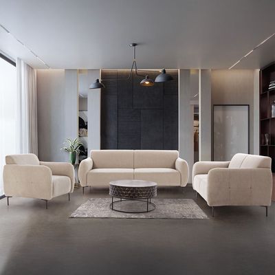 Waver 6-Seater Fabric Sofa Set - Taupe Beige - With 2-Year Warranty