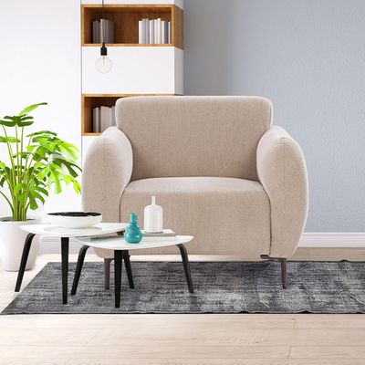 Waver 1-Seater Fabric Sofa - Taupe Beige - With 2-Year Warranty
