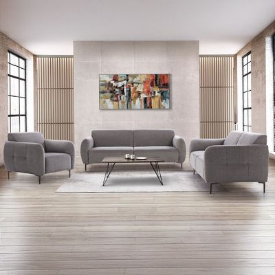 Waver 3+2+1 Seater Fabric Sofa Set - Silver Grey
