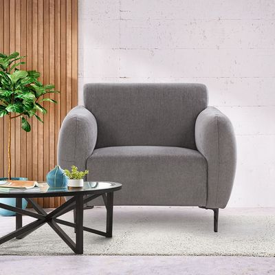 Waver 1-Seater Fabric Sofa - Silver Grey - With 2-Year Warranty
