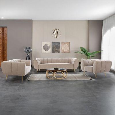 Milner 6-Seater Fabric Sofa Set - Muted Beige - With 2-Year Warranty