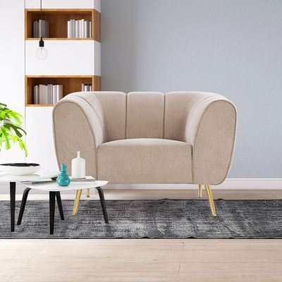 Milner 1-Seater Fabric Sofa - Muted Beige - With 2-Year Warranty