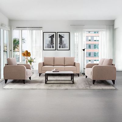 London 3+2+1 Seater Fabric Sofa Set - Warm Beige