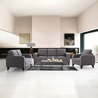London 6-Seater Fabric Sofa Set - Ash Grey - With 2-Year Warranty