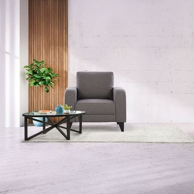 London 1-Seater Fabric Sofa - Ash Grey - With 2-Year Warranty