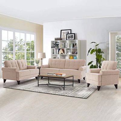 Bradley 3+2+1 Seater Fabric Sofa Set - Ecru