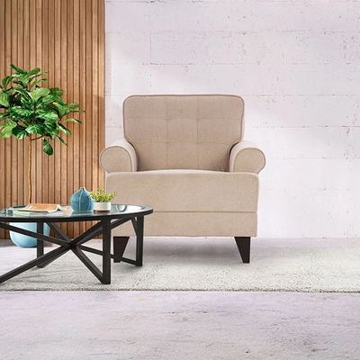 Bradley 1 Seater Fabric Sofa - Ecru