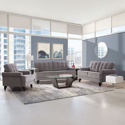 Bradley 6-Seater Fabric Sofa Set - Onyx Grey - With 2-Year Warranty