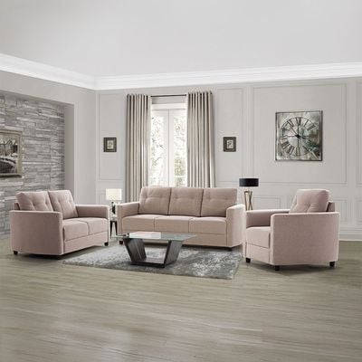 Nottingham 6-Seater Fabric Sofa Set - Desert Sand - With 2-Year Warranty
