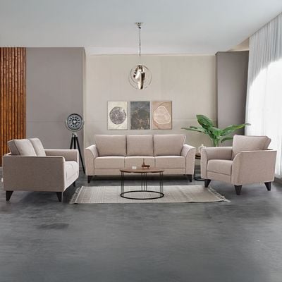 Polo 6-Seater Fabric Sofa Set - Classic Beige - With 2-Year Warranty