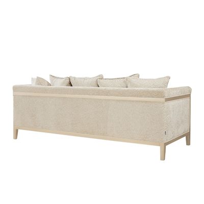 Azalea 3 Seater Fabric Sofa - Beige/Champagne Gold