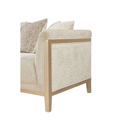 Azalea 3 Seater Fabric Sofa - Beige/Champagne Gold