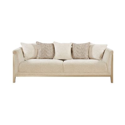 Azalea 3 Seater Fabric Sofa - Beige/Champagne Gold