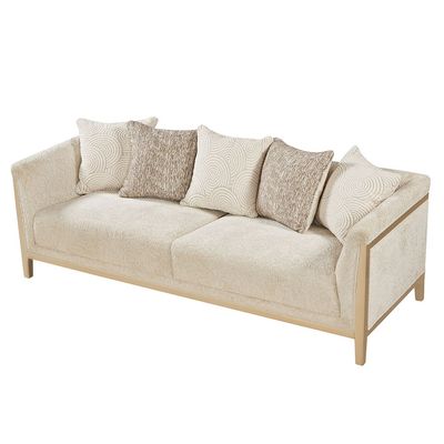 Azalea 3 Seater Fabric Sofa - Beige/Champagne Gold