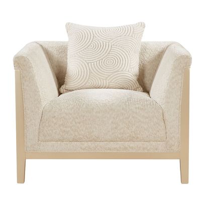 Azalea 1 Seater Fabric Sofa - Beige/Champagne Gold