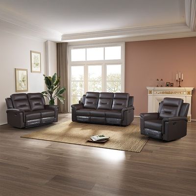 Nato 3+2+1 Seater Half Leather Recliner Set - Brown