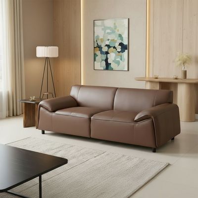 Tokishi 3 Seater Full Leather Sofa - Tan
