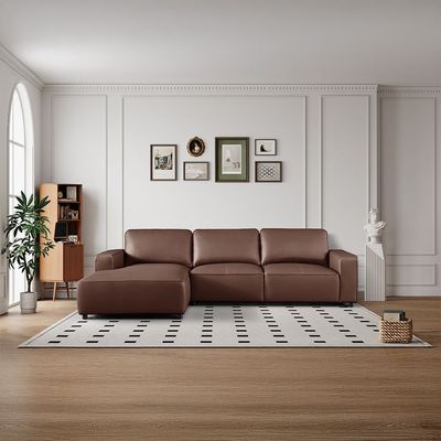 Tokishi Corner Full Leather Sofa - Tan